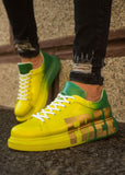 Hand-Painted Customized Sneakers for Men by Apollo Moda | Genova "FREE" Yellow/Green