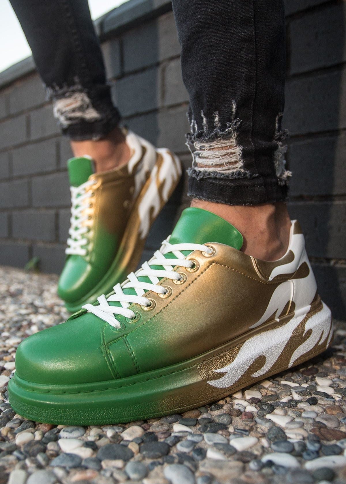 Hand-Painted Customized Sneakers for Men by Apollo Moda | Kinetic Vibe: Dynamic Vibe