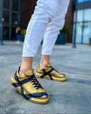 Hand-Painted Customized Sneakers for Men by Apollo Moda | Genova Gold & Black