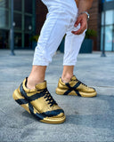 Hand-Painted Customized Sneakers for Men by Apollo Moda | Genova Gold & Black