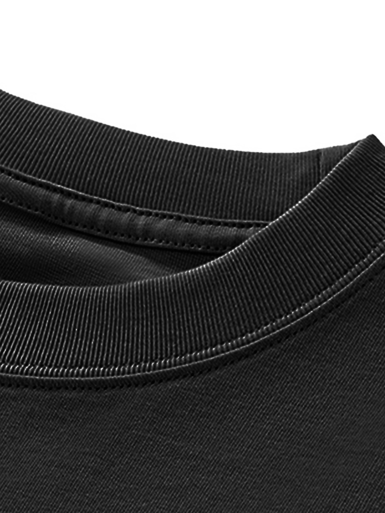 Close-up of a black shirt collar on a white background