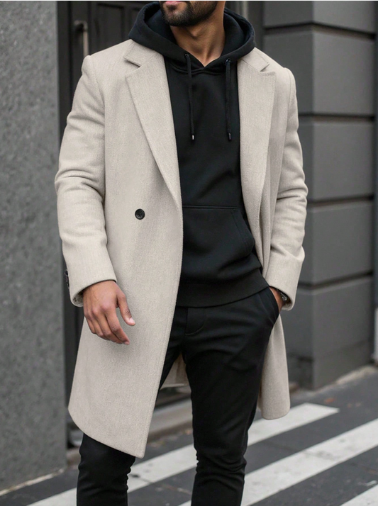 Men’s Double-Breasted Long Coat